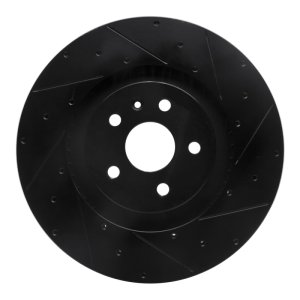 Cadillac CTS Brake Rotor (1) - Front Right - R1 Concepts - Drilled & Slotted - Black - `09-`15